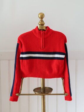 Bluenotes Striped Cropped Sport Sweater